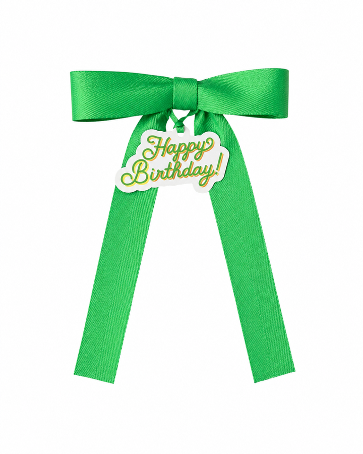 Bottle Bow with Signature Tag - Happy Birthday - Cream
