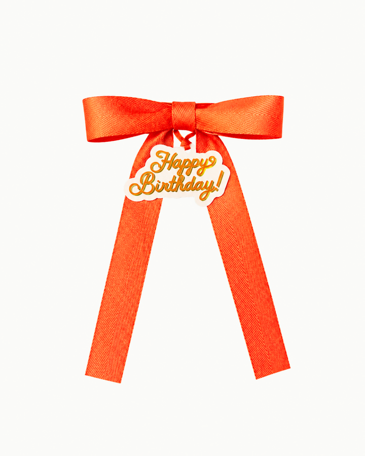 Bottle Bow with Signature Tag - Happy Birthday - Cream