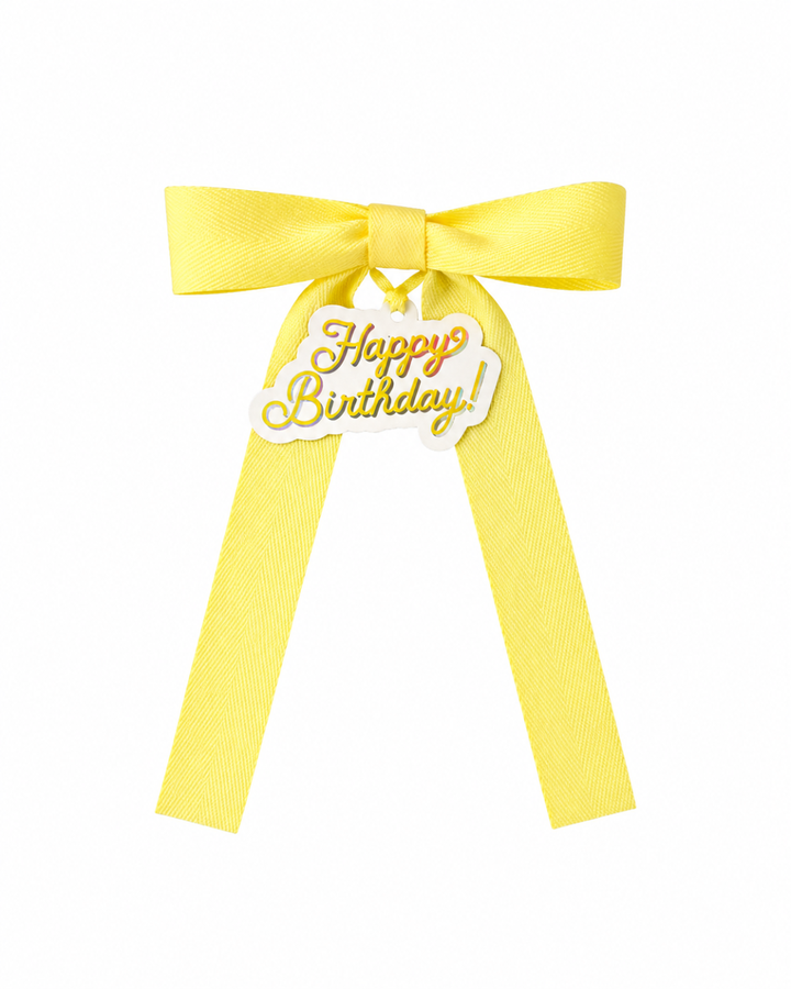 Bottle Bow with Signature Tag - Happy Birthday - Cream