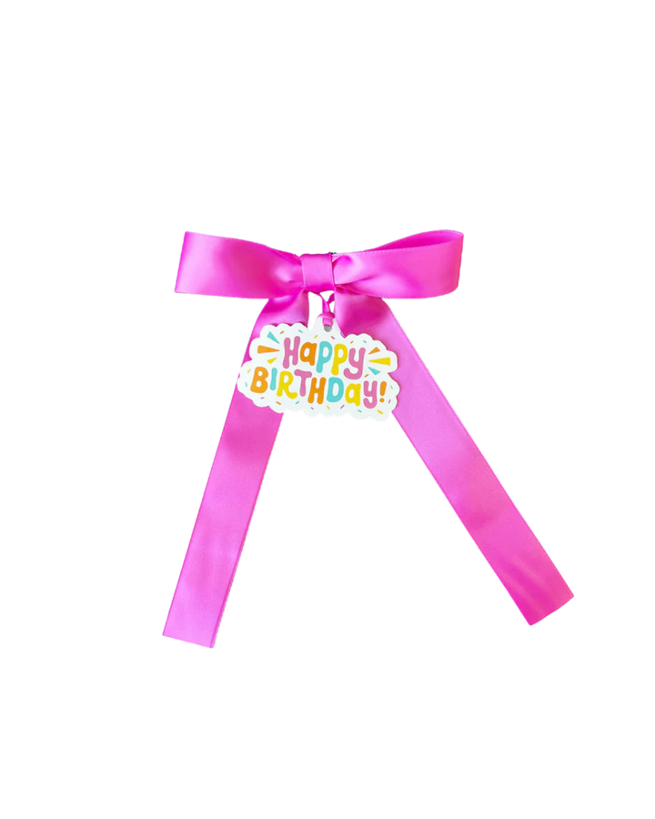 Bottle Bow with Signature Tag - Happy Birthday - Fuschia