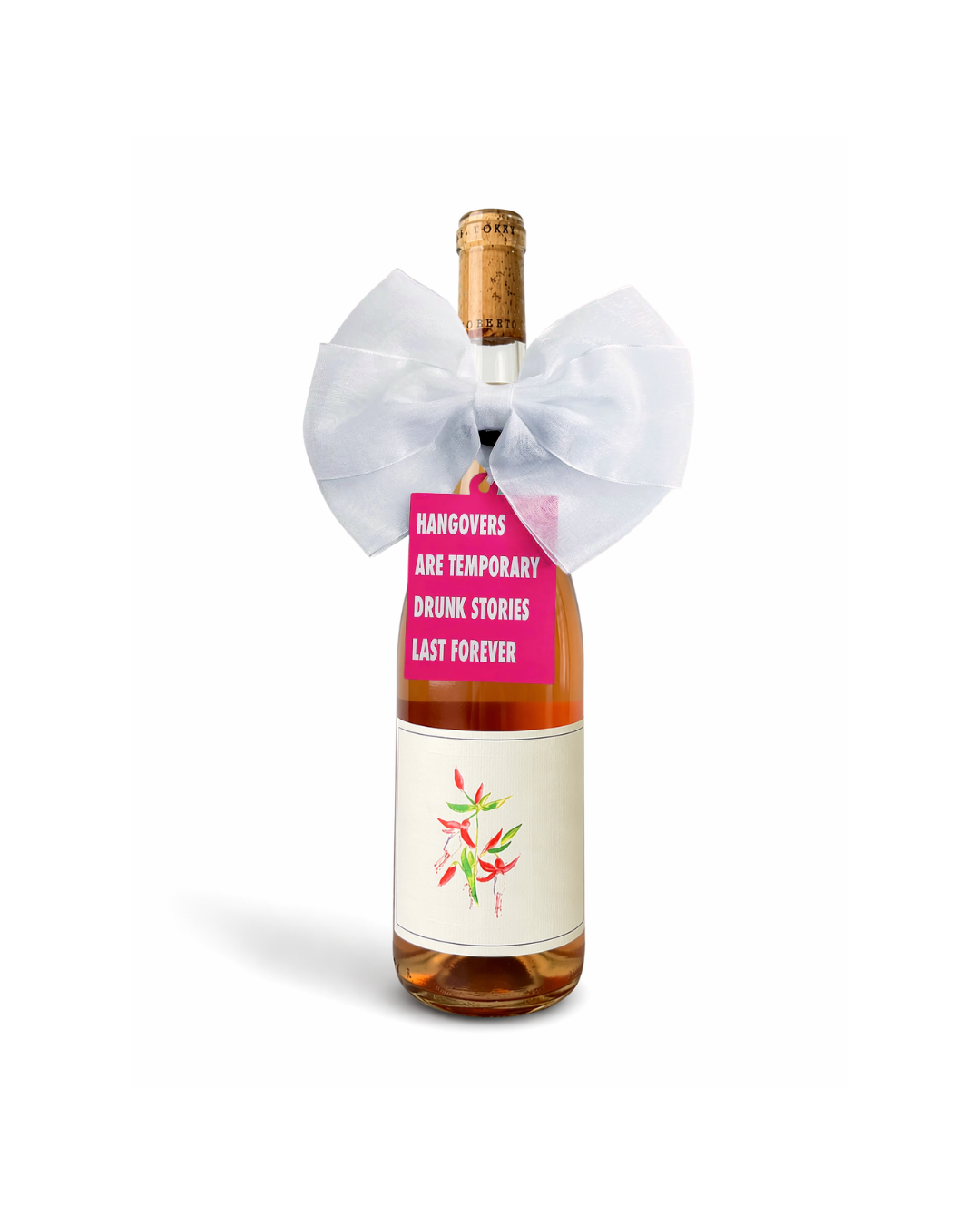 Bottle Bow + Gift Tag - Hangovers are temporary...