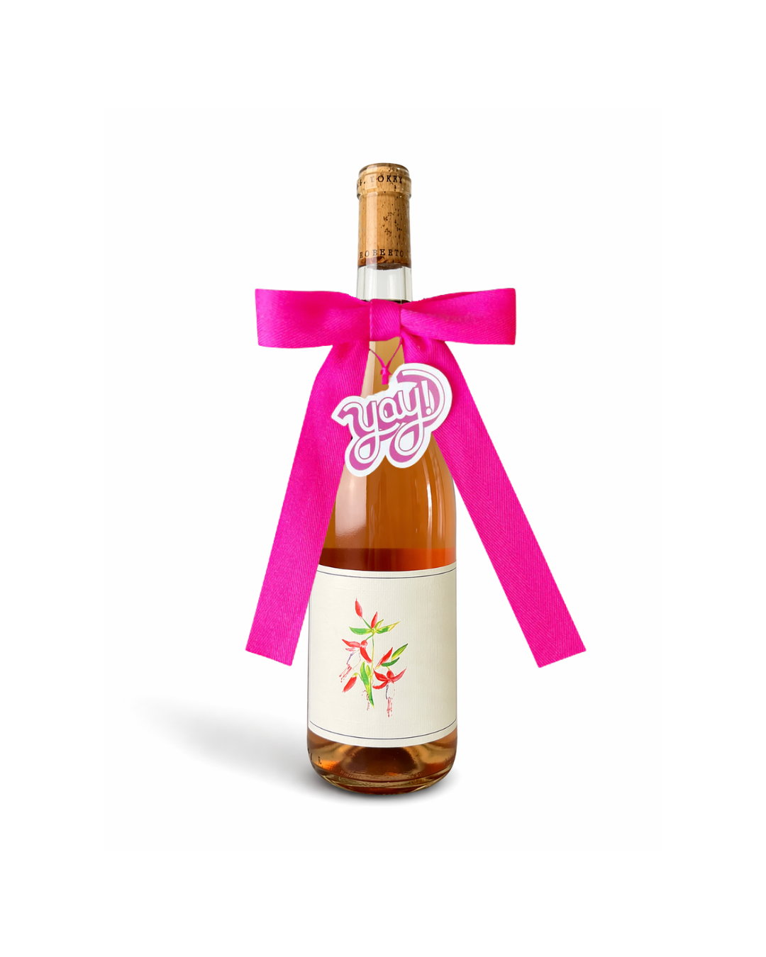 Bottle Bow with Signature Tag - Yay! - Fuschia