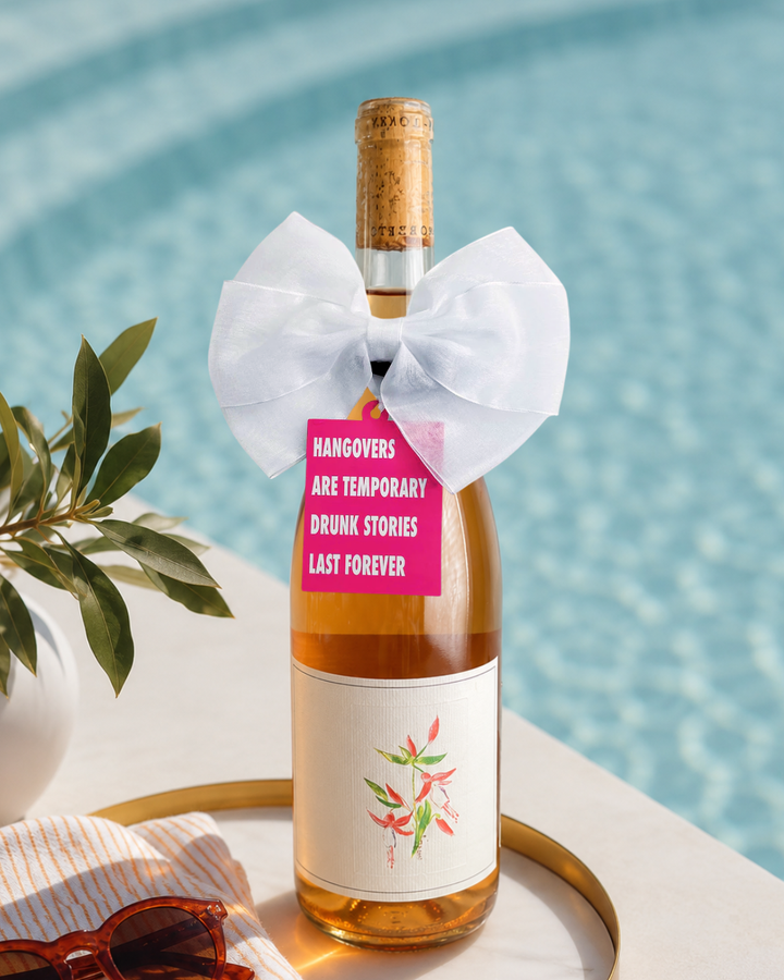 Bottle Bow + Gift Tag - Hangovers are temporary...