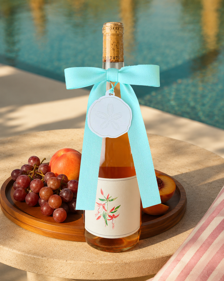 Bottle Bow with Signature Tag - Sand Dollar - Aqua