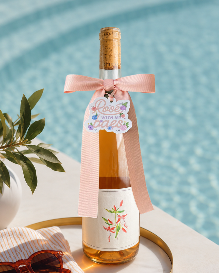 Bottle Bow with Signature Tag - Rose with my Baes - Peach