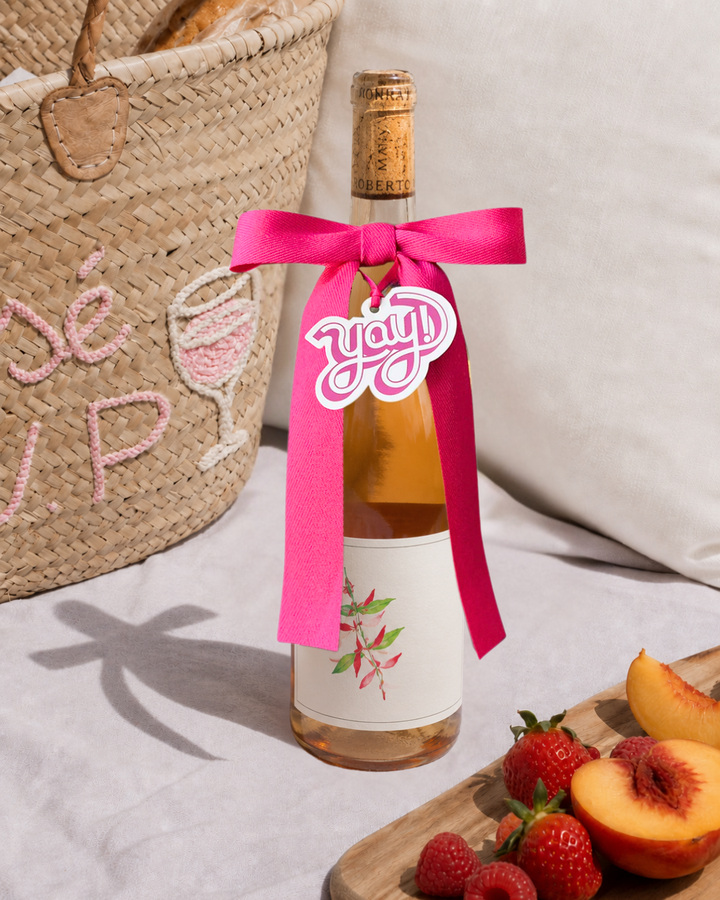 Bottle Bow with Signature Tag - Yay! - Fuschia