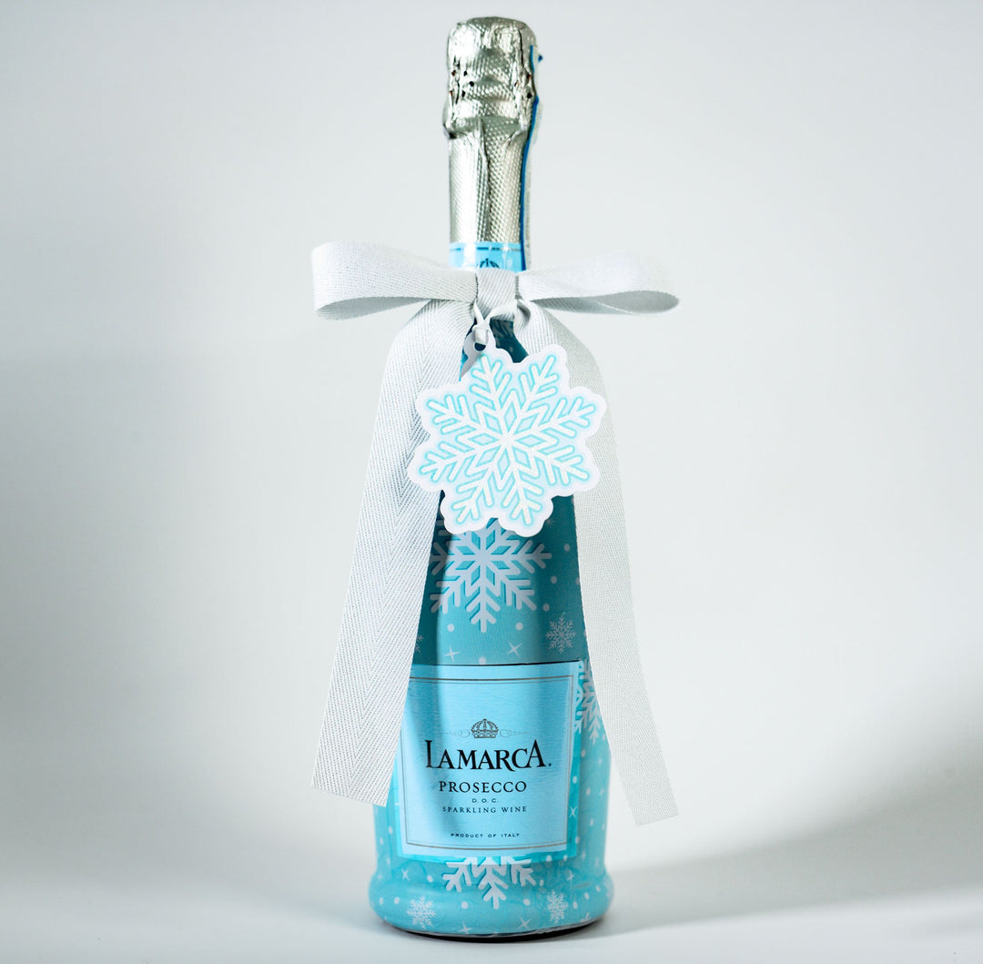 Beau Bottles X Wrapido!'s Limited Edition Snowflake Bottle Wrap and Bottle Bow™  Matching Set- Prosecco Collection