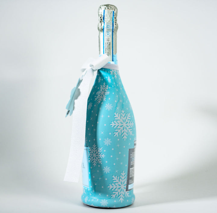 Beau Bottles X Wrapido!'s Limited Edition Snowflake Bottle Wrap and Bottle Bow™  Matching Set- Prosecco Collection