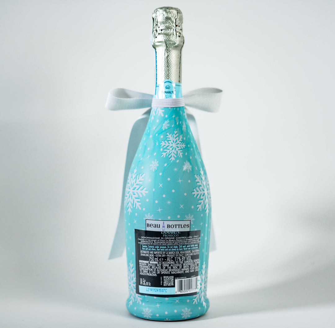 Beau Bottles X Wrapido!'s Limited Edition Snowflake Bottle Wrap and Bottle Bow™  Matching Set- Prosecco Collection