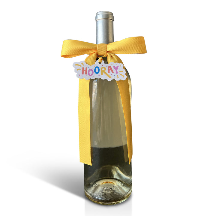Bottle Bow + Tag - HOORAY yellow