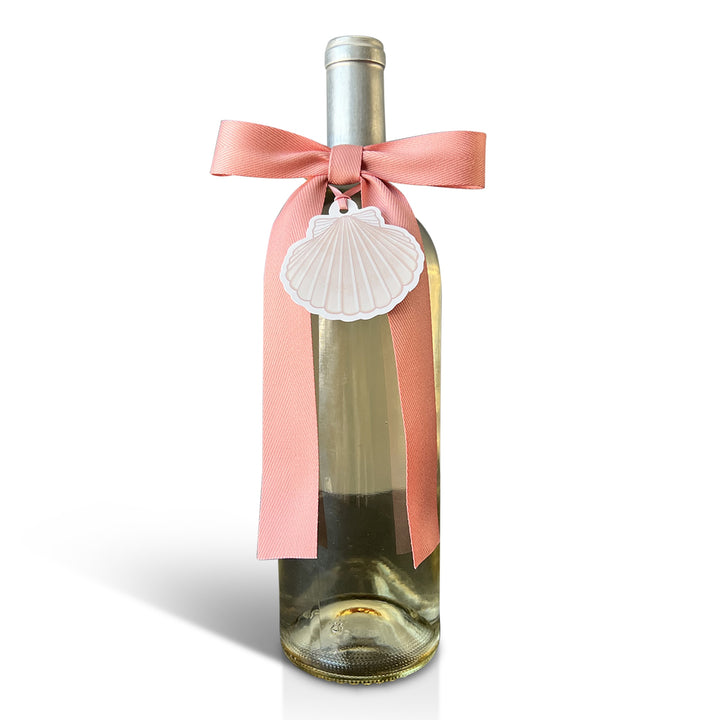 Bottle Bow + Tag - Fan Shell coral