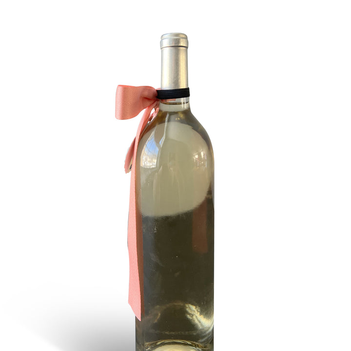 Bottle Bow + Tag - Fan Shell coral