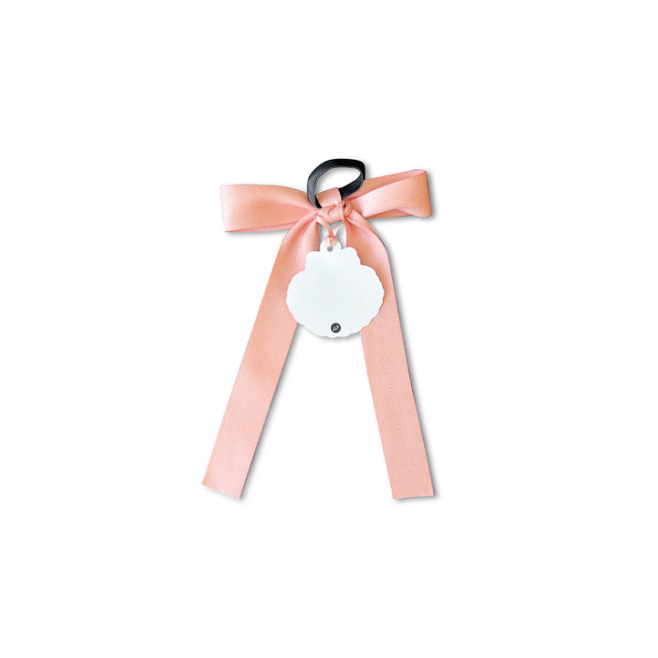 Bottle Bow + Tag - Fan Shell coral