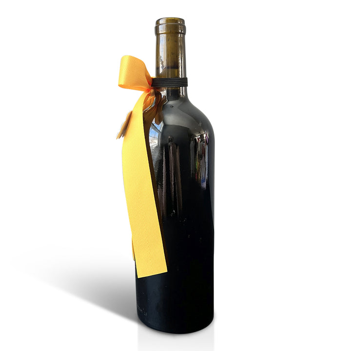 Bottle Bow + Tag - HOORAY yellow