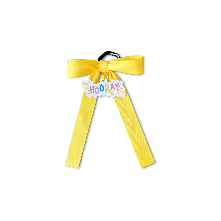 Bottle Bow + Tag - HOORAY yellow