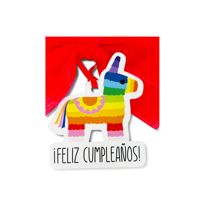Bottle Bow + Gift Tag™ - Colorful Pinata Feliz Cumpleanos