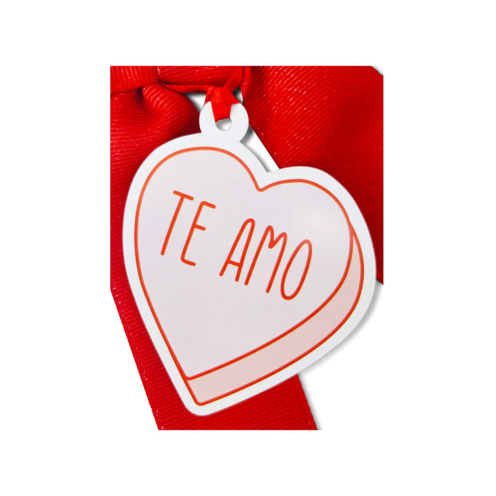 Bottle Bow + Gift Tag™ - Te Amo Candy Heart