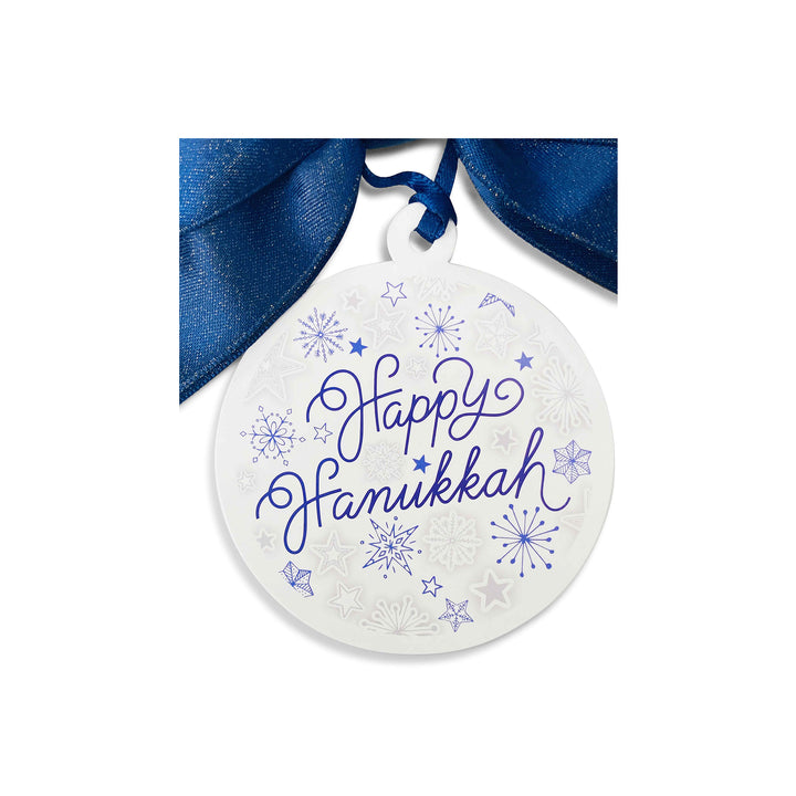 Bottle Bow + Gift Tag™ - Snowflake Happy Hanukkah