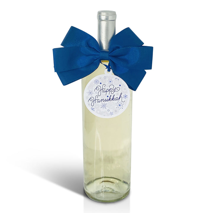 Bottle Bow + Gift Tag™ - Snowflake Happy Hanukkah