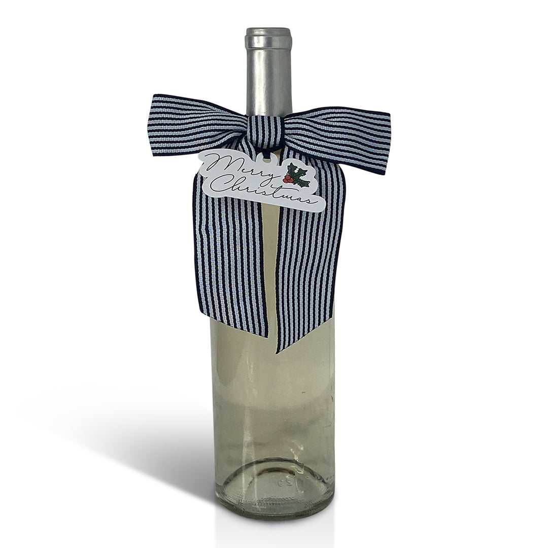 Bottle Bow + Gift Tag™- Merry Christmas Holly