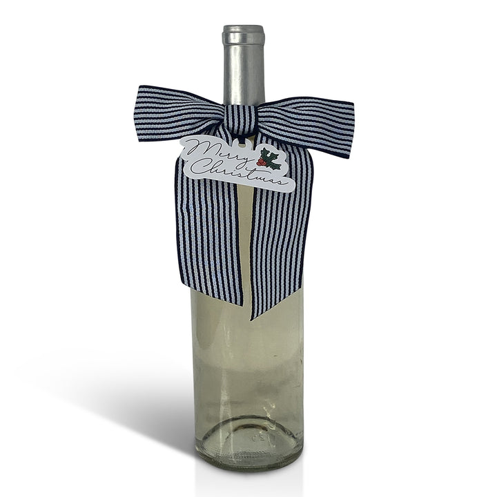Bottle Bow + Gift Tag™- Merry Christmas Holly