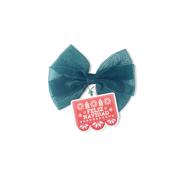 Bottle Bow + Gift Tag- Feliz Navidad Papel Picado