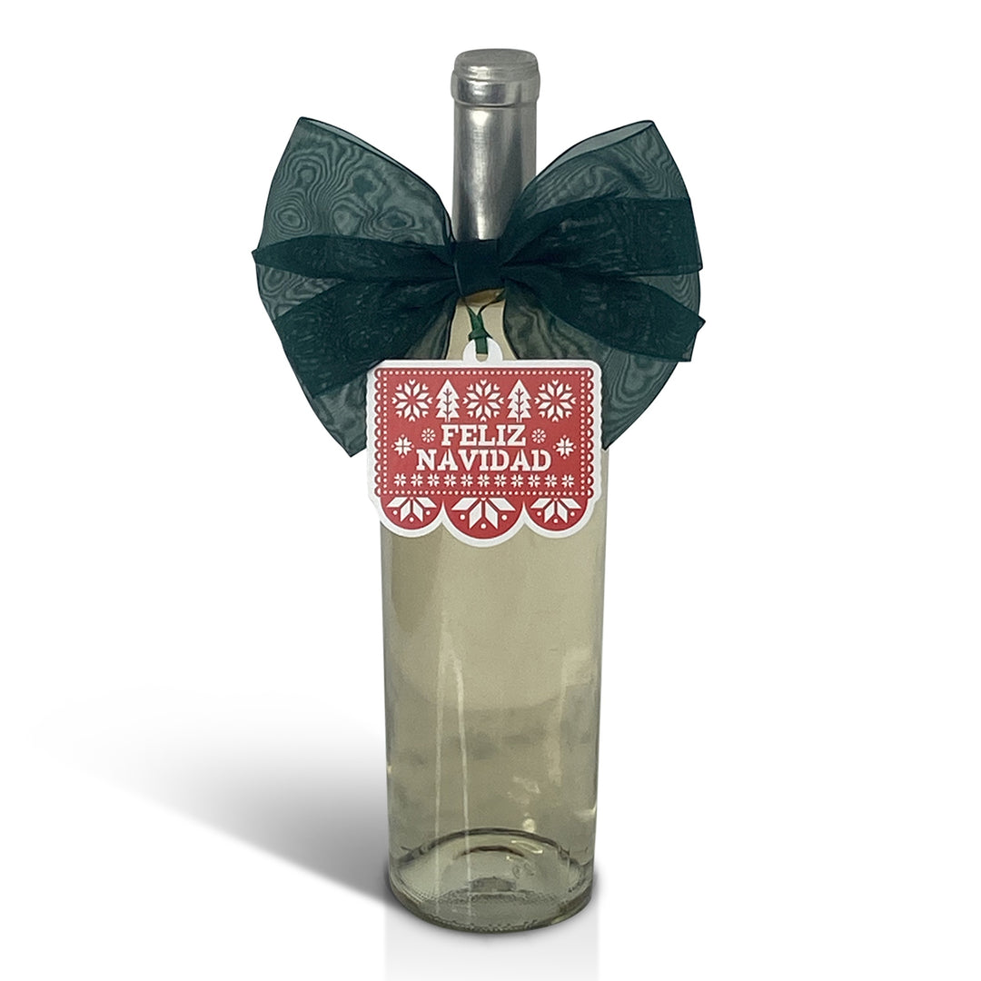 Bottle Bow + Gift Tag- Feliz Navidad Papel Picado