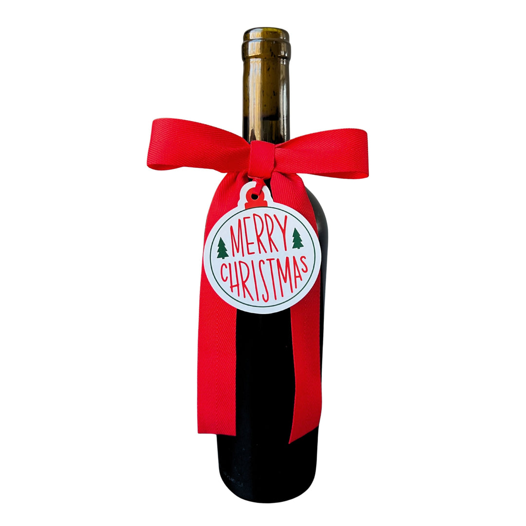Bottle Bow + Gift Tag™ - Red Merry Christmas Ornament