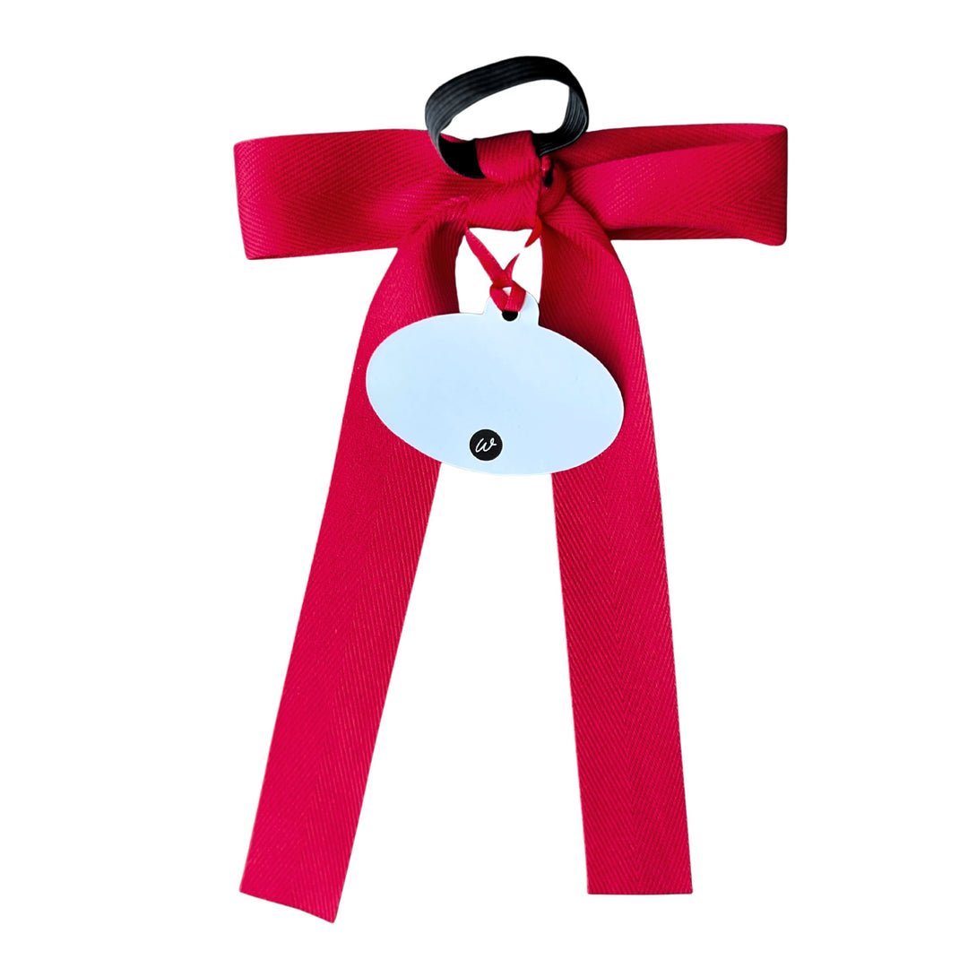 Bottle Bow + Gift Tag™ - Red Merry Christmas Houndstooth Poinsettia