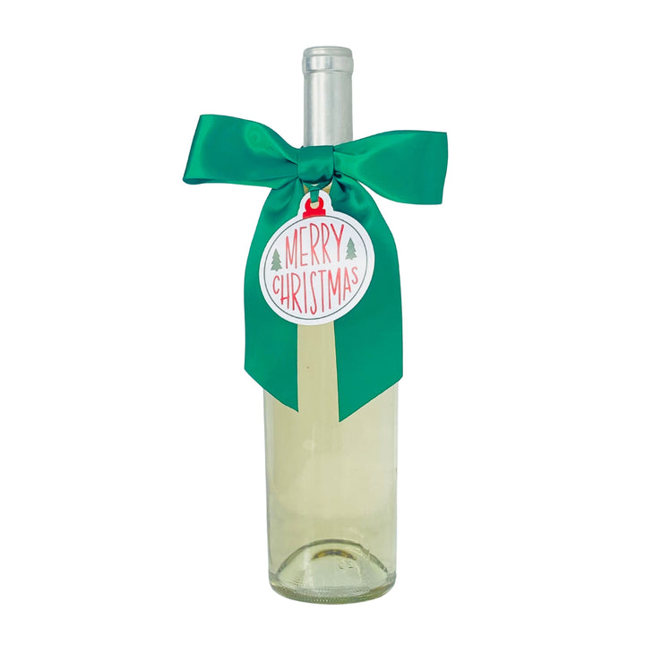 Bottle Bow with Signature Tag - Merry Christmas Ornament - Green