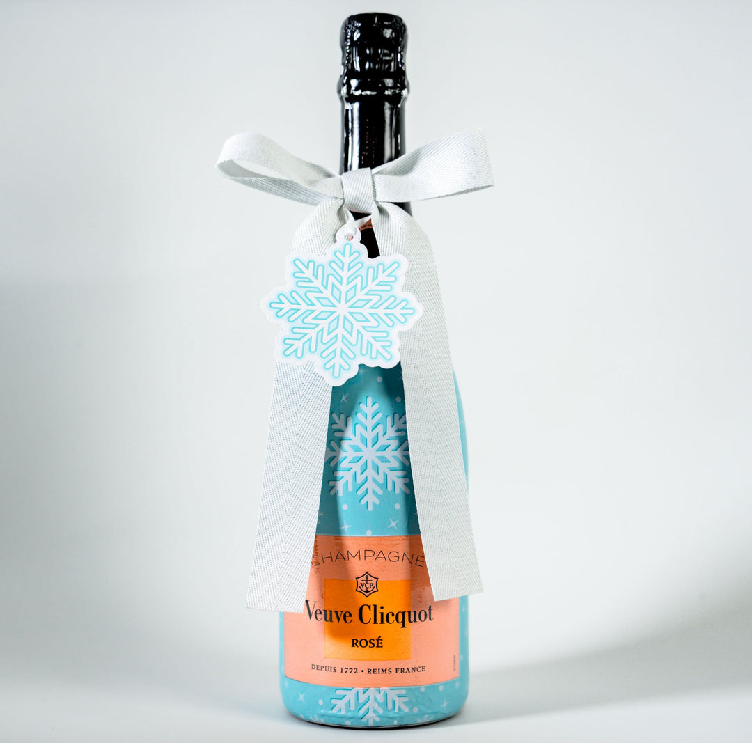 Beau Bottles X Wrapido!'s Limited Edition Snowflake Bottle Wrap and Bottle Bow™  Matching Set- Champagne Collection