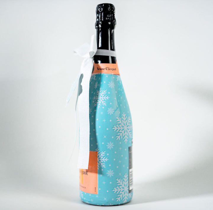 Beau Bottles X Wrapido!'s Limited Edition Snowflake Bottle Wrap and Bottle Bow™  Matching Set- Champagne Collection